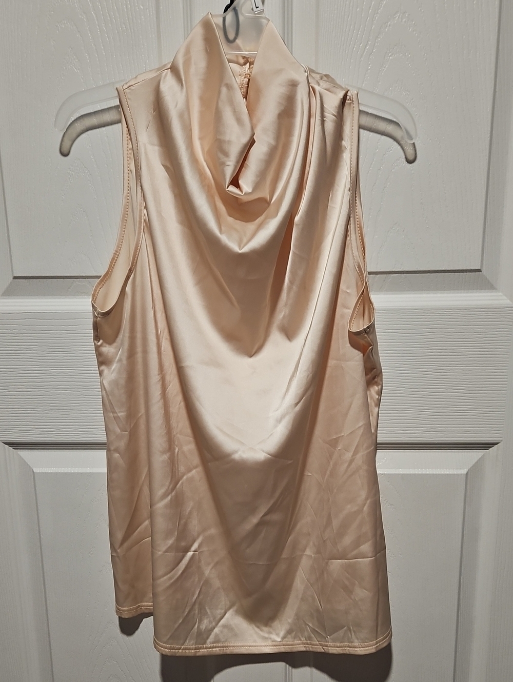 Sleeveless Cream Satin Cowl Neck Camisole